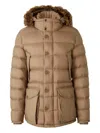 Moncler Clunye Hooded Mid-length Down Jacket In Brown