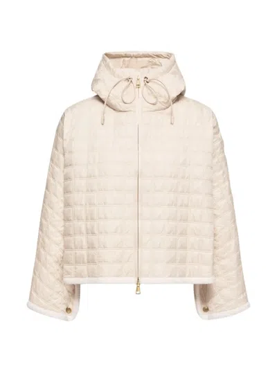 Moncler Quilted Hooded Jacket In Neutral