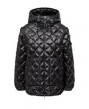 Moncler Short Down Jacket With Diamond Quilting And Hood In Black