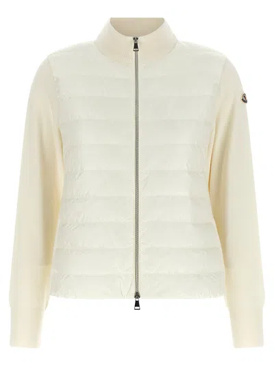 Moncler Quilted Hybrid Down Jacket In White