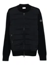 Moncler Men Padded Wool Cardigan With Zip In Blue