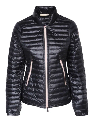 Moncler Quilted Jacket With Front Zip In Black