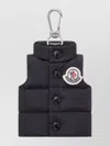 Moncler Quilted Keychain Featuring Button Detailing In Metallic
