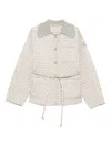 Moncler Quilted Knit-collar Jacket In Gray