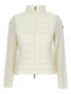 Moncler Quilted Knit-panel Jacket In White