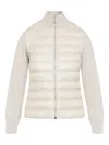 Moncler Quilted Tech Fabric Cardigan Pockets In White