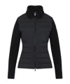 Moncler Quilted Ribbed Collar Long Sleeves Jacket In Black
