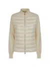 Moncler Quilted Knit-panel Zip-up Jacket In White