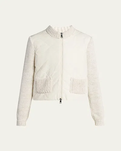MONCLER QUILTED KNIT ZIP CARDIGAN