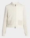 Moncler Quilted Knit Zip Cardigan In Natural
