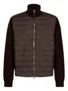 Moncler Quilted Knitted Cardigan In Brown