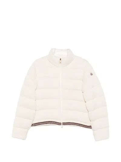 Moncler Quilted Knitted Jacket In Neutral
