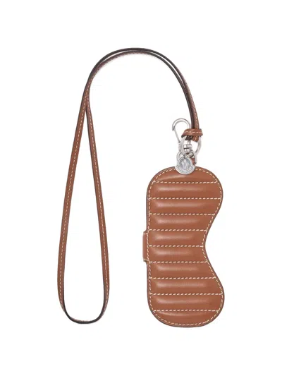 Moncler Quilted Leather Glasses Case In Brown