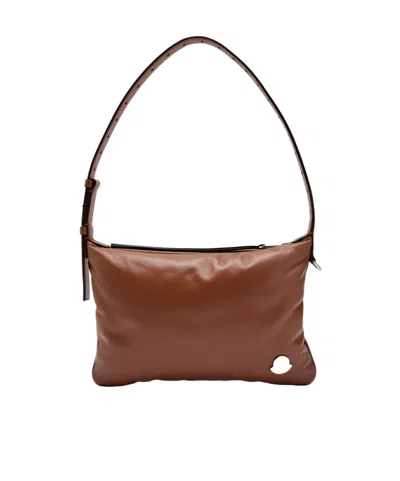 Moncler Quilted Leather Shoulder Bag In Brown