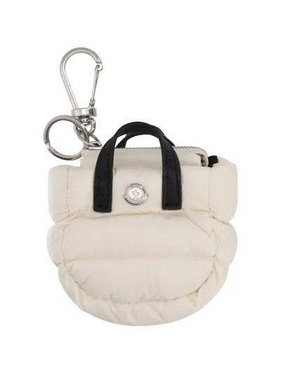 Moncler Quilted Leather-trim Keyring In Metallic
