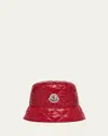 Moncler Diamond Quilted Nylon Bucket Hat In Red