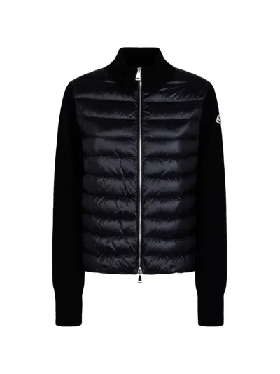 Moncler Quilted Logo Jacket In Black