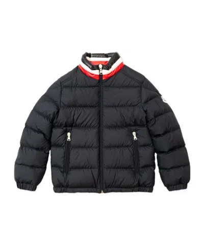 Moncler Quilted Logo-patch Jacket In Blue