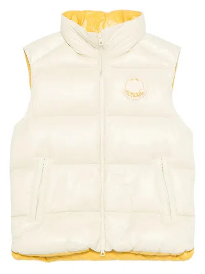 Moncler Quilted Logo Vest Lipsi In Neutral