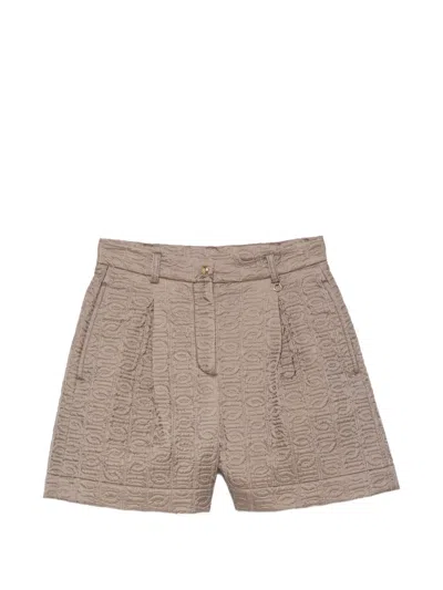 Moncler Quilted Logo-embroidered Shorts In Neutral