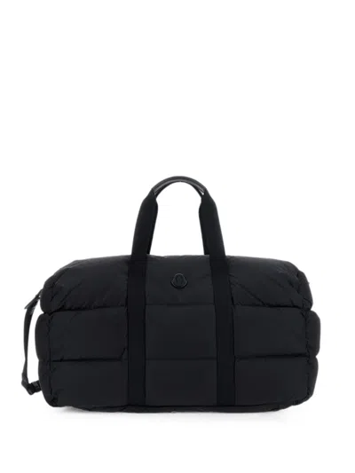 Moncler Quilted Logo-patch Zip Up Holdall In Black