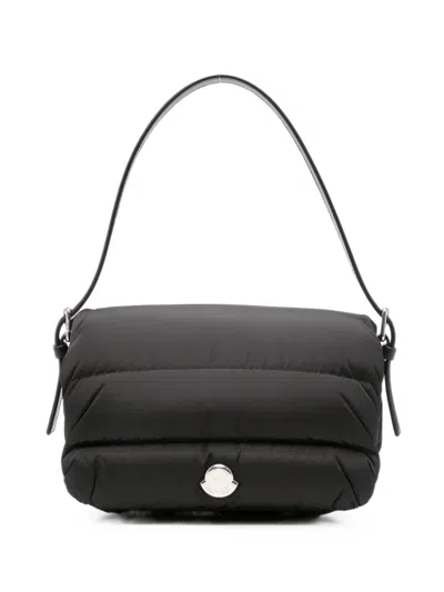 Moncler Quilted Logo-plaque Shoulder Bag In White