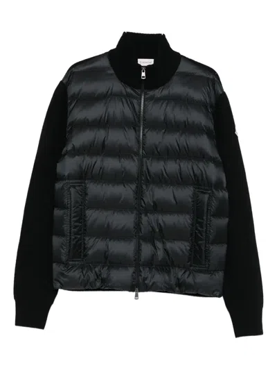Moncler Quilted Long-sleeve Cardigan In Black
