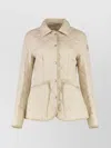 Moncler Quilted Long Sleeve Jacket Pockets In Neutral