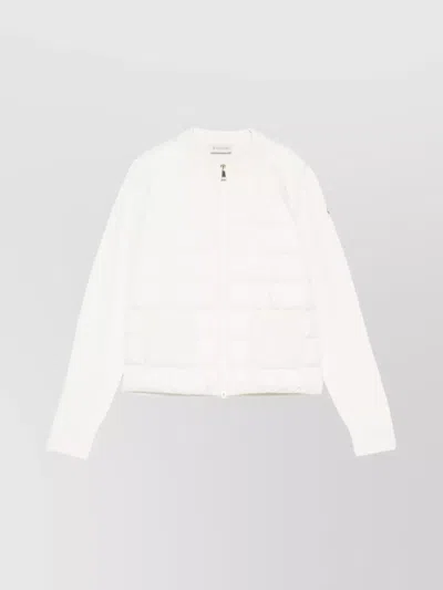 Moncler Quilted Long Sleeve Jacket Pockets In White