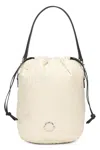 Moncler Quilted Mini Cylinder Handbag With Drawstring Closure In Neutral