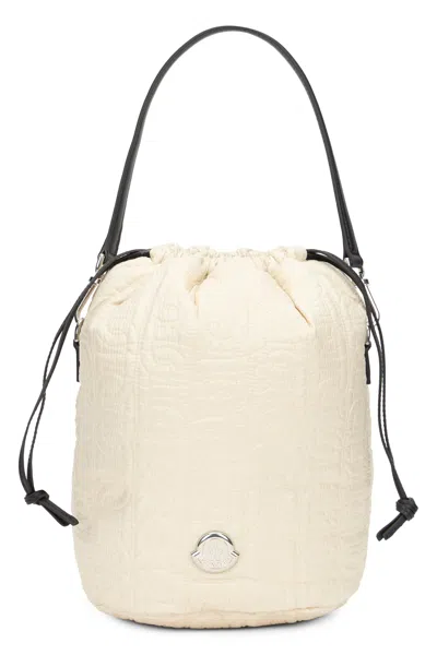 Moncler Quilted Mini Cylinder Handbag With Drawstring Closure In Neutral