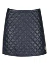 Moncler Quilted Black Skirt With Flared Silhouette In Blue