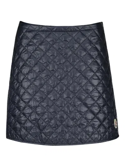 Moncler Quilted Mini Skirt In Blue