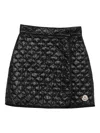 Moncler Quilted Black Skirt With Glossy Finish And Wrap Style In Black