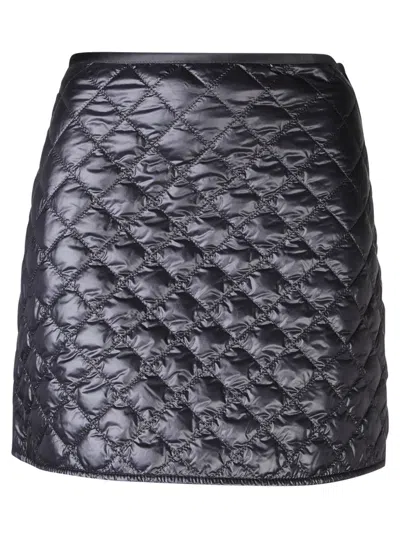 Moncler Quilted Black Skirt With Glossy Finish And Wrap Style