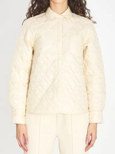 Moncler Diamond-quilted Padded Shirt Jacket In Neutral