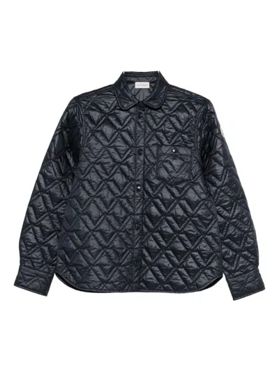 Moncler Quilted Navy Overshirt In Black
