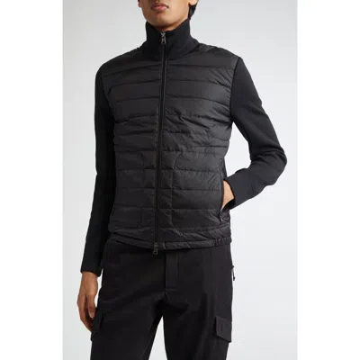 Moncler Wool Blend Tricot Down Jacket In Navy