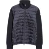 Moncler Quilted Nylon & Knit Cardigan In Navy Blue