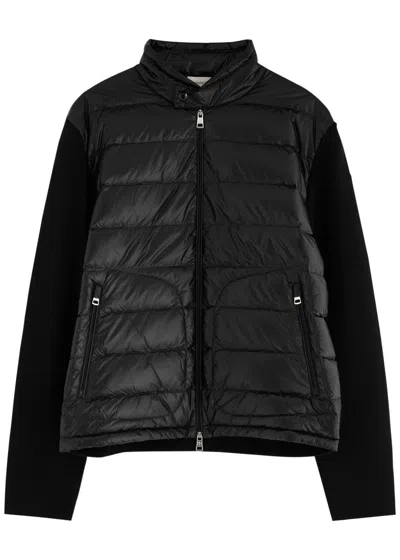Moncler Quilted Nylon And Wool Jacket In Black