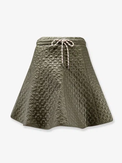 Moncler Floral-quilted Padded Mini Skirt In Green