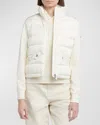 Moncler Quilted Nylon Zip-up Cardigan In Natural