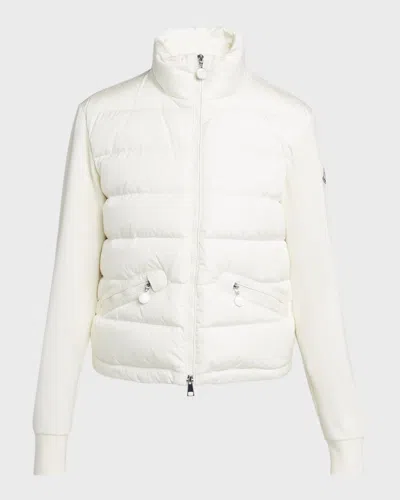 Moncler Quilted Nylon Zip-up Cardigan In White