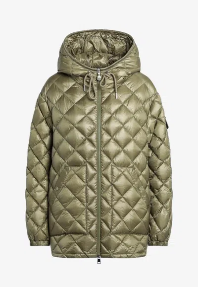 Moncler Quilted Nylon Zip-up Jacket In Green