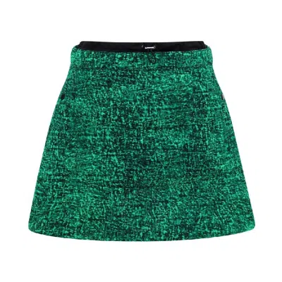 MONCLER MONCLER TEXTURED GREEN PRINTED MINI SKIRT