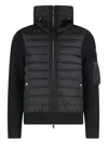 Moncler Quilted-panel Hooded Cardigan In Black