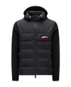 Moncler Quilted-panel Hooded Cardigan In Black