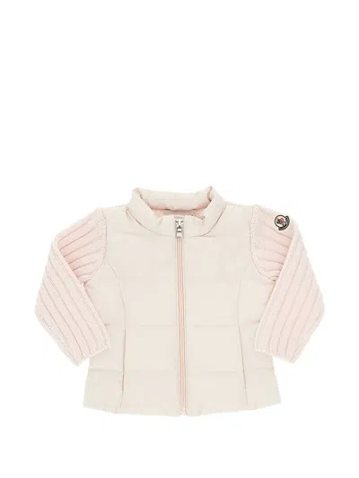Moncler Kids' Quilted Panelled Cardigan In Pink