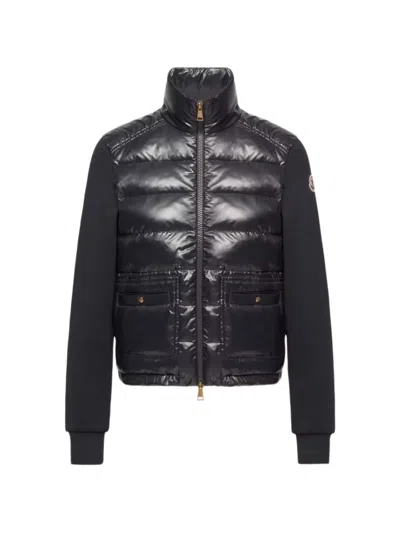 Moncler Quilted Panelled Jacket In Black