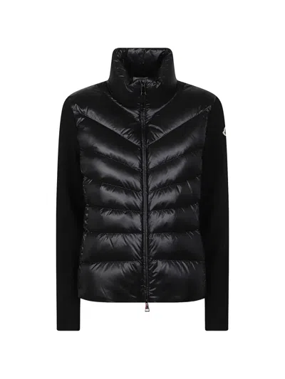Moncler Quilted Panelled Jacket In Black